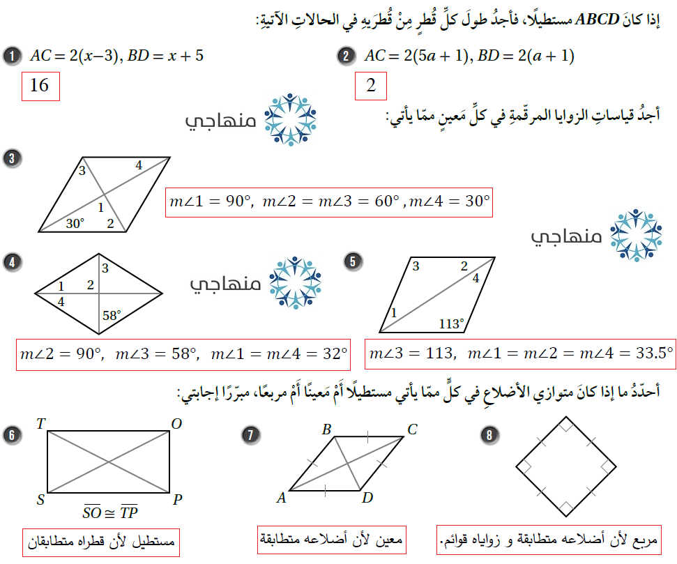 حالات خاصة من متوازي الأضلاع